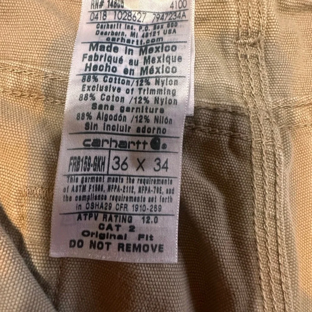 Carhartt FR Flame Resistant Tan Cargo Cut Off Work Shorts Size 36‎ - Bonus Hat